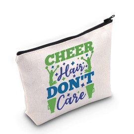 LEVLO Cheer Team Cosmetic Make Up Bag Cheerleader Gift Cheer Hair Don’t Care Makeup Zipper Pouch Bag Cheerleader Cheering Merchandise(Cheer Hair Don’t Care)