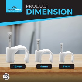 SOL 100pk White Cable Clips, Cable Pins for Walls & Wires | Wall Tacks for Wires, Cables | Wire Clips, Cable Clips White for Cable Management | Cable Wall Clips | Cable Nail Clips + SOL Sticker