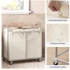 HOOBRO Laundry Basket with Wheels 2-Section Rolling Laundry Hamper Laundry