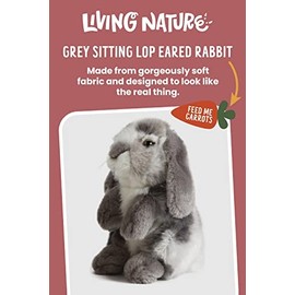 Living Nature Grey Sitting Lop Eared Rabbit Stuffed Animal | Fluffy Rabbit Animal | Soft Toy for Kids | 7 inches