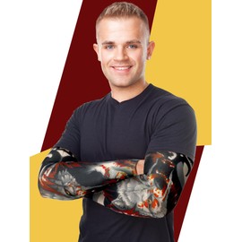 Boao 20 Pcs Men's Cooling Arm Sleeves Long Fingerless Arm Cover Anti Slip UV Sun Protection Sports Temporary Tattoo Sleeves(Stylish Style,Medium)