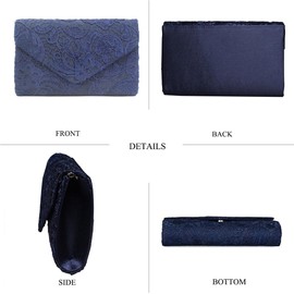 Fioeyr Lace Envelope Clutch Bag, Womens Floral Lace Envelope Clutch Purses, Elegant Handbags For Parties and Wedding Occasions