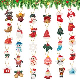 30PCS Mini Christmas Tree Decorations Mini Christmas Ornaments Set Miniature Christmas Decorations Small Resin Miniature Christmas Tree Ornaments Mini Christmas Tree Tiny Hanging Decorations for Xmas