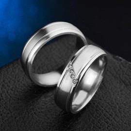 MAGIIE Men's Women's Ring Stainless Steel Wedding Rings Engagement Rings 1 Piece (Silver Ring, 57 (18.1)), Stainless Steel