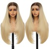 Ombre Flaxen Synthetic Lace Front Wig 13x4 Layered Hairstyle Glueless
