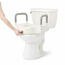 Medline Bariatric Raised Toilet Seat, Locking with Arm Rests, 4 Inch, 600 lb Capacity, Retail Packaging - Comfortable & Secure Solution for Heavy Individuals
