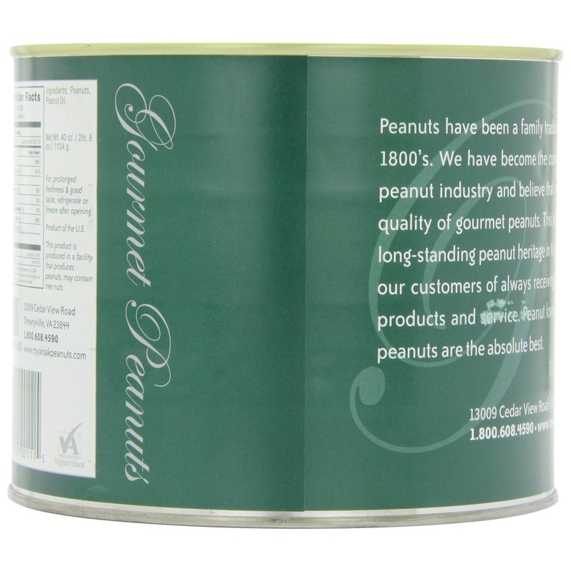 Royal Oak Gourmet Unsalted Virginia Peanuts, 40-Ounce Tins (Pack of