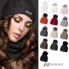 Neverless Women's Knitted Beanie, Fur, Pom Pom, for Winter -