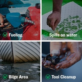 FLASHDRY Marine Oil & Fuel Spill Absorbent Pads - 17.5” x 13.5”, Water Repellent, Effective Spill Control, Marine Protection, High-Performance, Eco-Friendly, Tear Resistant - 300 Pads in Total