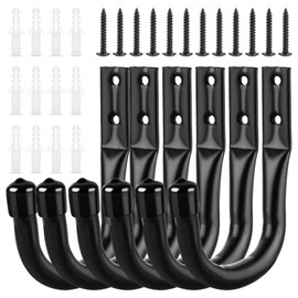 ASelected Garage Storage Hooks Heavy Duty,6 Pcs Ladder Storage Hooks for Hanging,Wall Mounted J Hooks Utility Hangers,Brackets Hooks for Organizing Tools, Bike, Wood, Metal, Board and Stick