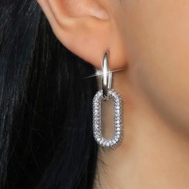 Chain Link Earrings for Women Paperclip Earrings Gold Earrings for Women Trendy Paperclip Square Chain Link Dangle Hoops Earrings Jewelry Gifts