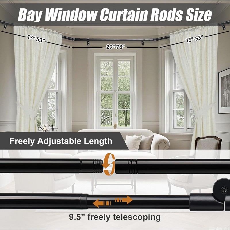 Nicecho U Shape Heavy Duty Curved Curtain Rods adjust to