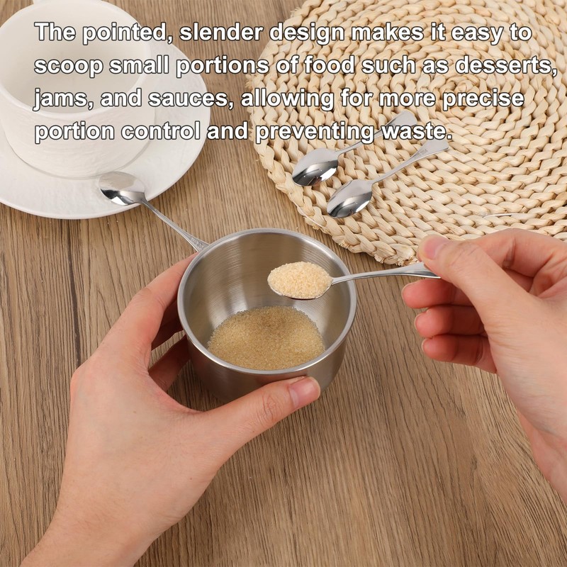 12pcs Stainless Steel Tiny Seasoning Spoons, 9cm Small Condiment Scoops