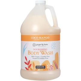 Ginger Lily Farms Botanicals Nourishing Body Wash, Coco Mango, 100% Vegan & Cruelty-Free, Coconut Mango Scent, 1 Gallon Refill 128 Ounce (Pack of 4)