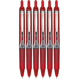 Pilot Precise V5 RT Retractable Liquid Ink Rollerball Pens, Extra Fine Point, 0.5mm, Red Ink, 6 Count