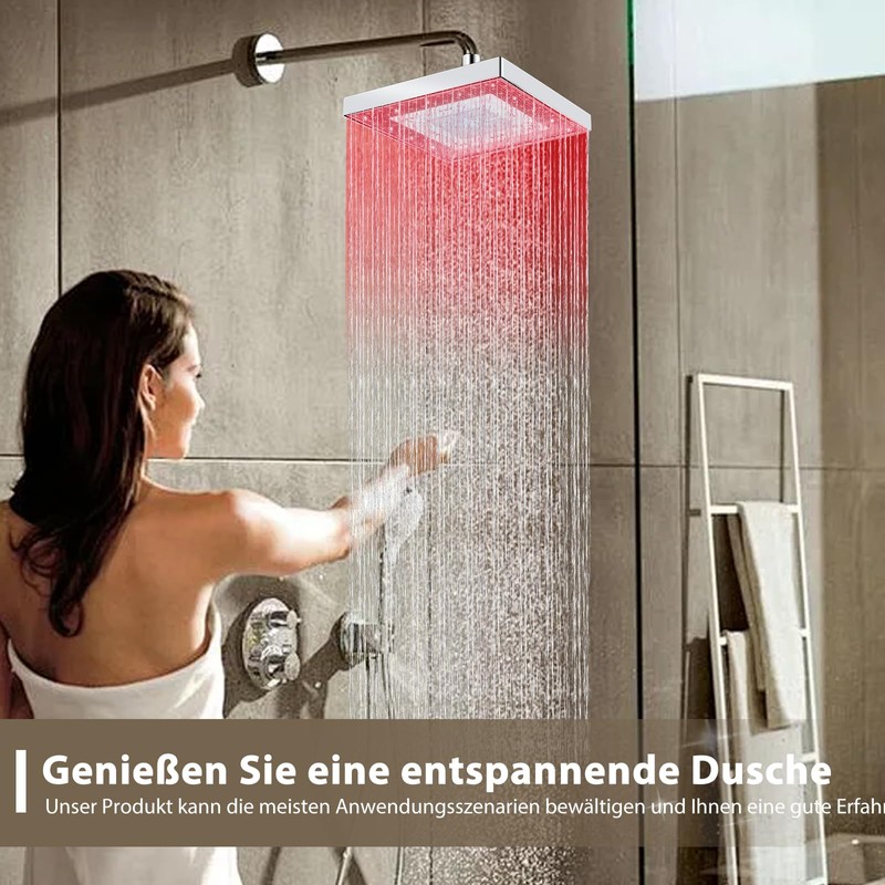 8 Inch (20 cm) Shower Head Rain Shower LED Shower