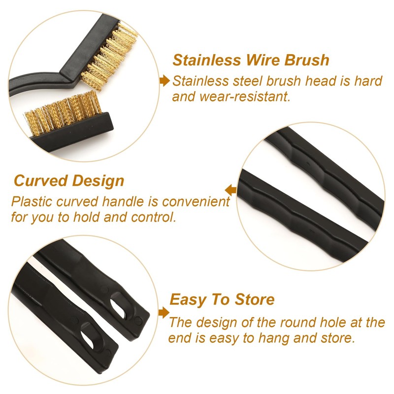 12 Pcs Mini Wire Brushes Plastic Handles Brass Wire Brush