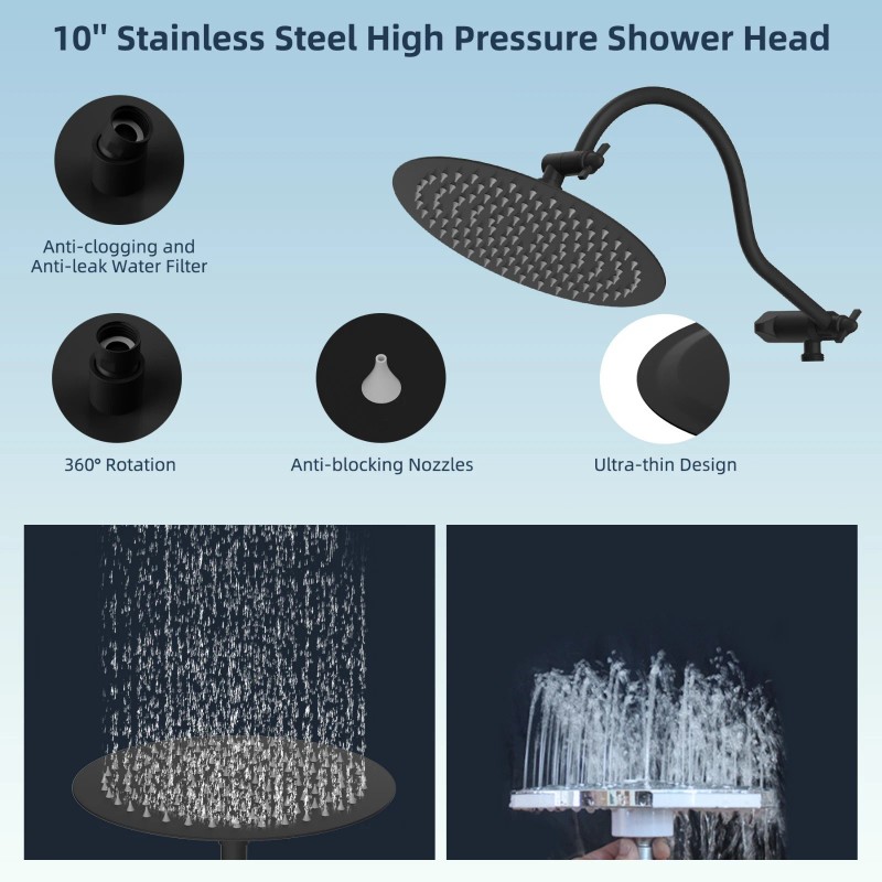 hibbent Shower Head Combo High Pressure Rainfall Shower Head with