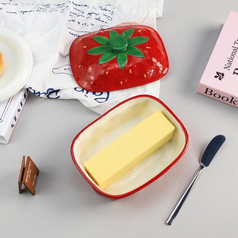 Bicuzat Ceramic Butter Dish with Lid Butter Keeper Butter Plate