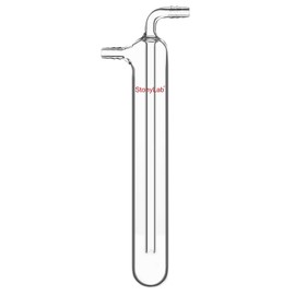 stonylab One-Piece Straight Glass Vacuum Cold Trap Bubbler, 225 mm Length, 10 mm Serrated Hose Connection, G3.3 Borosilicate Glass, for Condensing and Capturing Volatile Gases in Lab Experiments