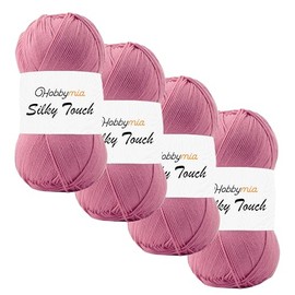 HobbyMia Silky Touch Crochet Yarn - 100gr / 383yds - 100% Microfiber Acrylic - (2) Sport Fine Weight - Silky Effect Yarn for Hand Knitting (Pink - Dark Pink, 4 Skeins)