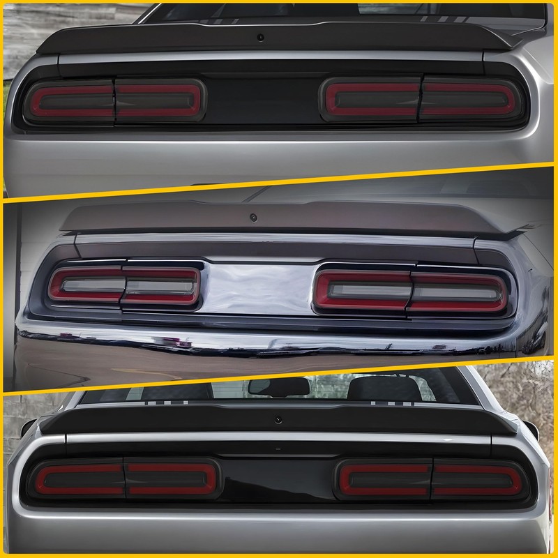 TENGBASE Smoked Tail Light Covers for Dodge Challenger 2015-2023, Black