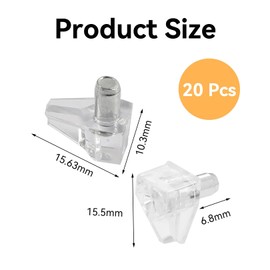 20 Pieces 5mm Transparent Plastic Shelf Support Pegs,Clear Support Shelf Pegs Durable Shelf Pins,for Cabinets,Kitchen Shelves,Wardrobes,and Furniture,for Glass,Wooden Shelves,and Bookshelves.