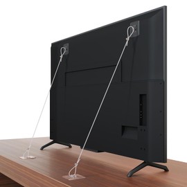 Paquete de 6 Correas de Seguridad para TV de Metal Ajustables de 42", Vinkqiado Anclajes de Pared para Muebles Adhesivos Anti-Volcadura Sin Taladro para Seguridad de Bebés, Para Asegurar Pantallas