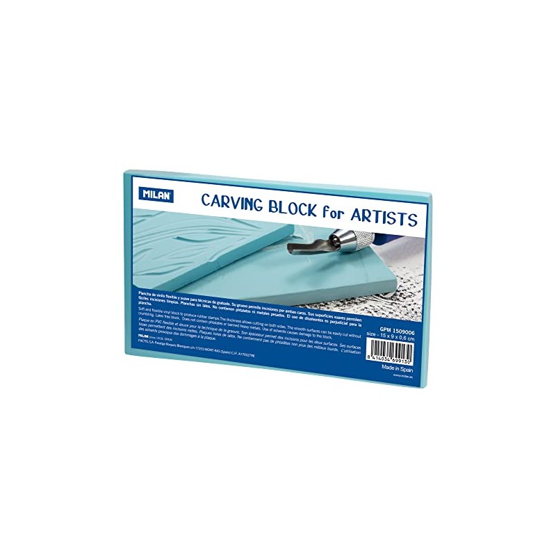 MILAN Carving Block for Artists Engraving Plate, Blue, Medium 15
