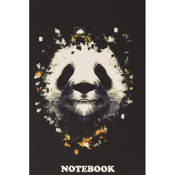 Notebook: Dark Panda Bear With Orange Eyes Splatter Painting With