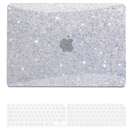 B BELK Sparkling Glitter Case Compatible with MacBook Air 13 inch M1, Brighter Than Regular Glitter & Scratch-Resistant Plastic Hard Cover for 2021-2018 Release A2337 A2179 A1932 + 2 Keyboard Skins