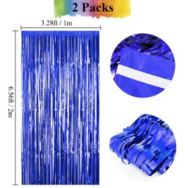 2Pcs Black Foil Fringe Curtain - HADEEONG 3.28ft x 6.56ft Metallic Tinsel Backdrop Party Streamers Door Curtains Photo Backdrop for Wedding Birthday Bridal Shower Baby Shower Party Decorations