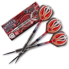 Shot Darts Steel Tip, Warrior Hautoa (22g/24g/26g), 80% Tungsten, Center Balanced with Secure Grips, Handcrafted Professional Dart Set and Flights Made in New Zealand, Metal Tip Bar Darts for Adults