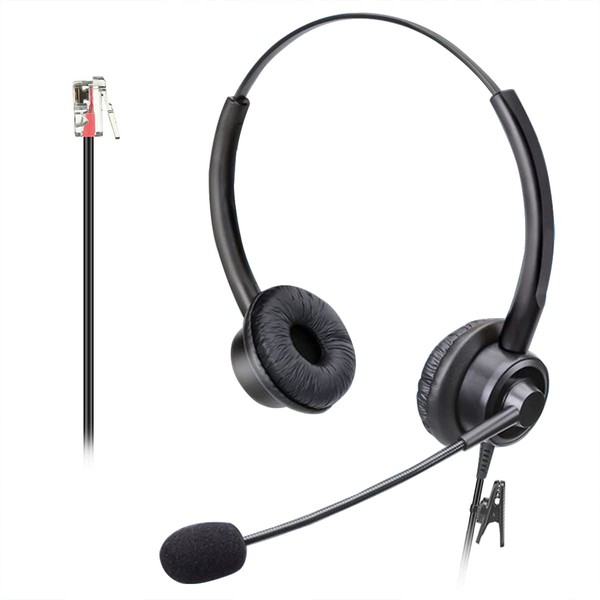 RJ9 Phone Headset for Office Phones with Noise Cancelling Microphone,