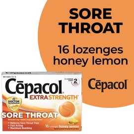 Cepacol Cepacol Maximum Strength Throat Drop Lozenges, Honey Lemon, 16 Count (Pack of 24)