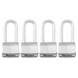 Master Lock M5XQLJ Magnum Heavy Duty Outdoor Padlock with Key, 4 Pack Keyed-Alike