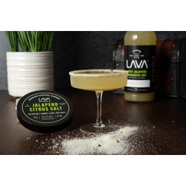 LAVA Premium Jalapeno Citrus Margarita Salt Cocktail Rimmer, All Natural Spicy Margarita Rimmer Salt, Sea Salt Rocks, Real Lime, No Silicon Dioxide, with Easy Screw-On Lid - 6oz
