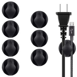 Beadnova Cable Clips Cord Organizer Cable Management Wire Cord Holder 2 Slots Adhesive Cord Holder for Car, Power Cords and Charging Accessory Cables, Mouse Cable, PC, Office, Home (Black, 8 pcs)