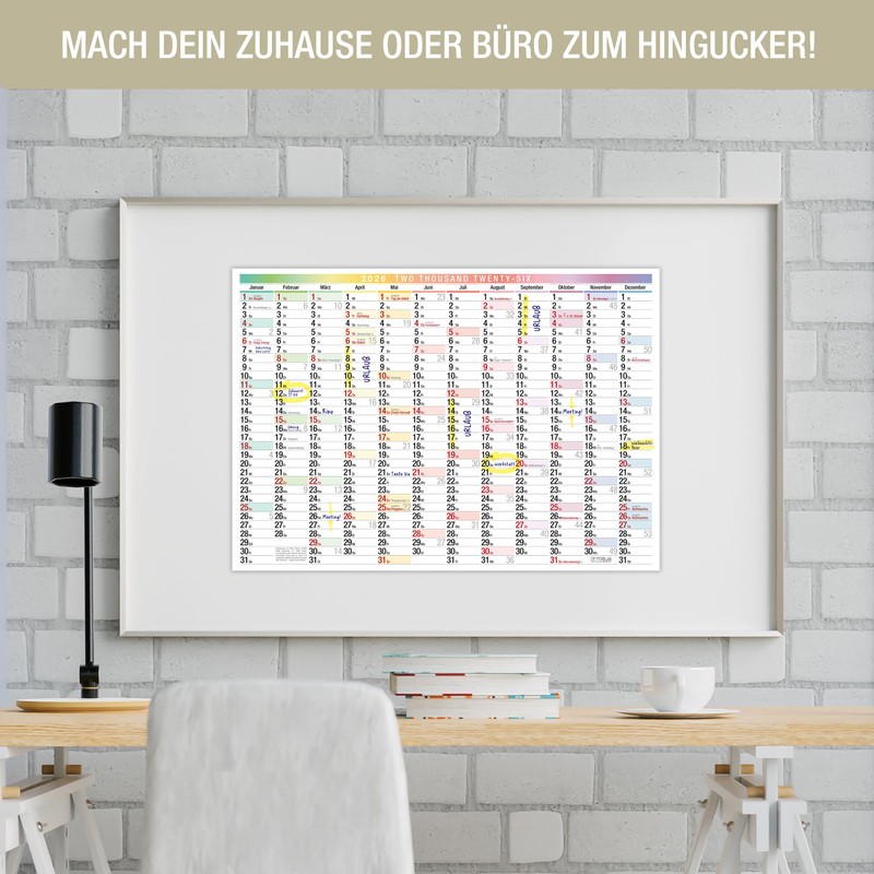 TOBJA A3 Wall Calendar 2026 Year Planner with Large Fields