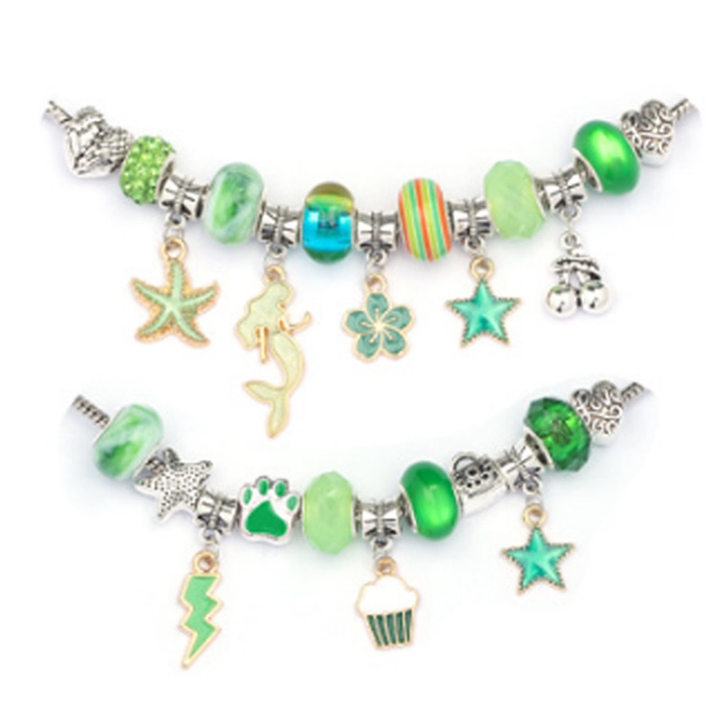 Charm Bracelet Making Kit Basic Bracelets Colored Beads Pendants Jewelry