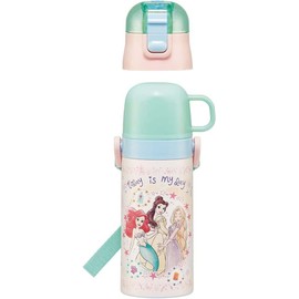 Skater SKDC3-A Children's Stainless Steel Water Bottle, 2-Way Direct Drinking, 14.2 fl oz (420 ml), Cup Drinking, 11.8 fl oz (350 ml), Princess 23, Kid-friendly Lightweight Type, Girls, Hot and Cold