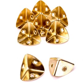 Furniture Box Corner Protectors 28mm Metal Case Corner Edge Guard Brass Edge Cover Clamp Woodwork Protector Accessories for Jewellery Wooden Box Desks Tables 8 Pack.