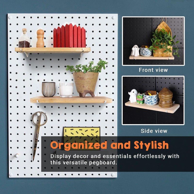 SEMPOMA Solid Wood Pegboard Shelf, High Balance and No tilt,