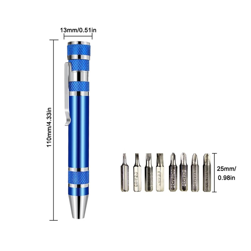 8 in 1 Screwdriver, Black Multitool Pocket Pen Screwdriver Portable