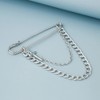 Long Chain Cross Brooch Pin Retro Silver Pin for Men