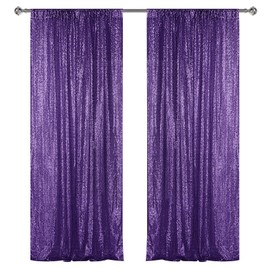 Sugargirl Purple Sequin Backdrop Curtain 2 Panels 2FTx8FT Glitter Purple Background Drapes Sparkle Photography Backdrop for Party Wedding Birthday Wall Decoration