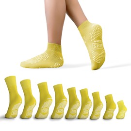 AMERICAN HOSPITAL SUPPLY Premium Anti-Slip Socks | Yellow XL Double Tread Socks | Safety, Soft Polyester Socks | Gripper Socks Pack of 6 Pairs