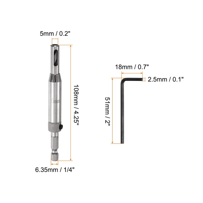 sourcing map Self Centering Drill Bit Set 5mm, 1/4" Hex