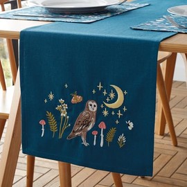 Catherine Lansfield Enchanted Twilight Animals Cotton Dining Table Runner, Navy Blue, 33 x 220 cm