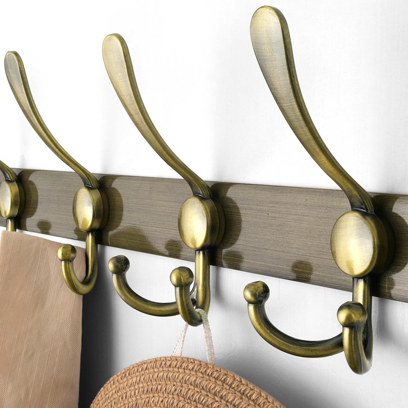 Dseap Wall Mounted Coat Rack - 5 Tri Hooks, Heavy
